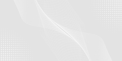 Futuristic gray white abstract background. shining wave lines pattern for banner, wallpaper, cover. Vector illustration