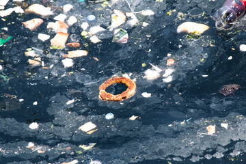 Pollution of the seas or oceans. Problem of mucilage and waste in the sea in Istanbul....