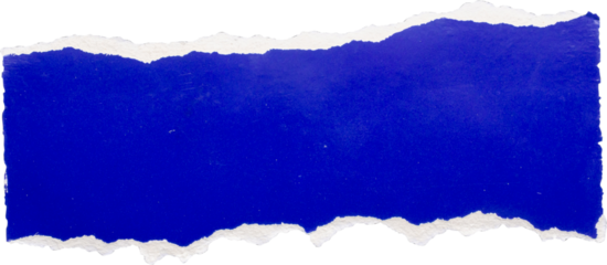 piece of blue cardboard paper tear isolated on black background