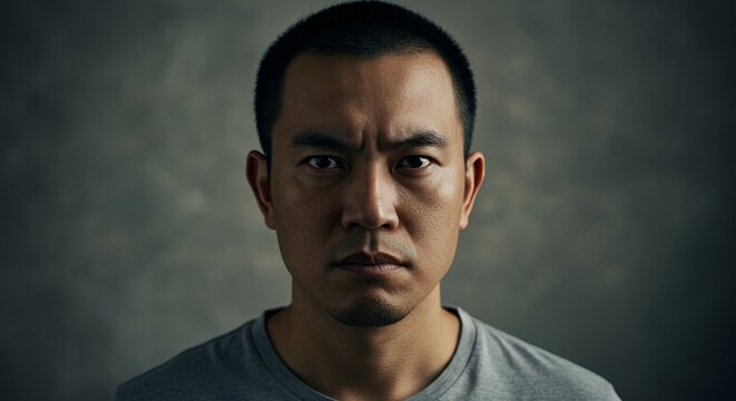 Serious Asian Man Portrait: A Study in Intensity