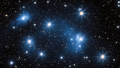 Obraz premium Deep space, vibrant blue stars, nebulae, cosmic dust