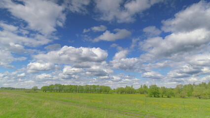 Vibrant Landscape Under a Beautiful, Cloudy Sky A Scene of Natural Wonder and Peacefulness Time lapse.