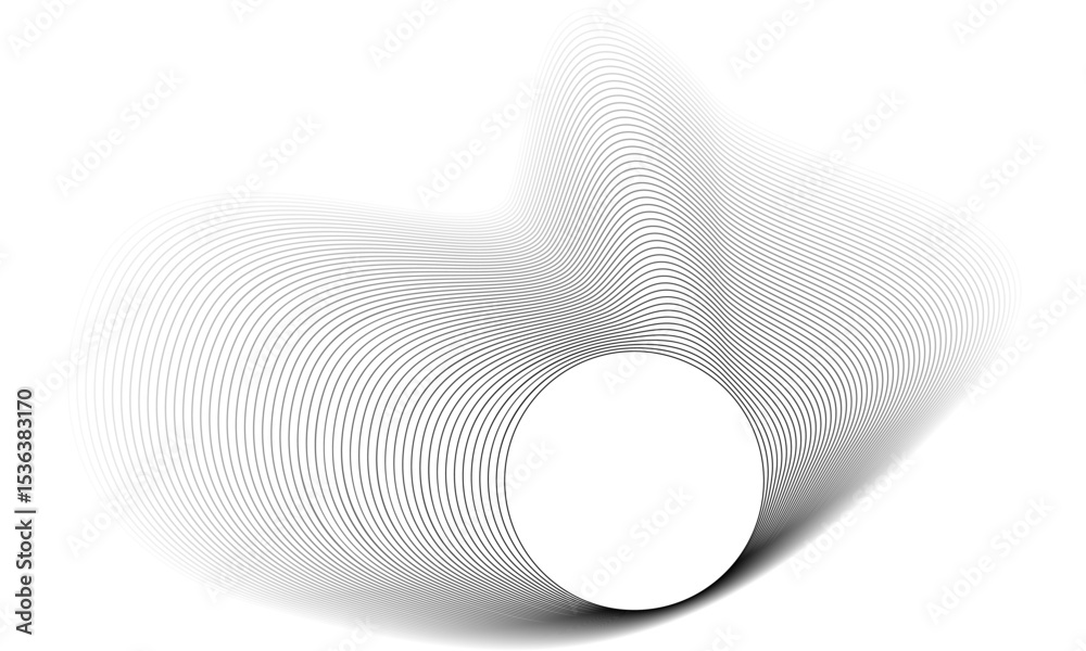 Poster Circles lines wavy. Geometric technology round shape. Overlay transparent vector background