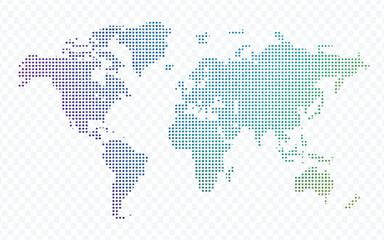 Abstract Dotted World Map with Blue Green Gradient Vector