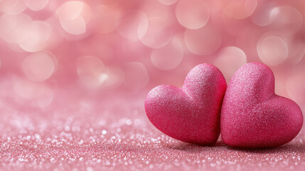 Obraz premium Romantic Pink Glitter Hearts for Valentine’s Day Celebration