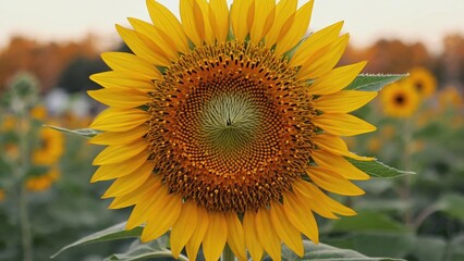 Close-up of a vibrant sunflower in a field