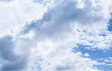Rain cloud over blue sky background, weather and season concept, rainy season, nature background