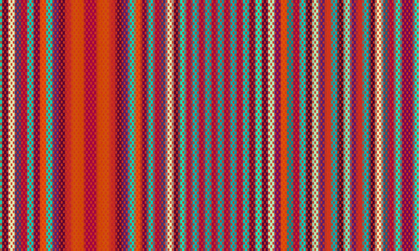 Blanket vertical stripes seamless vector pattern. Background for Cinco de Mayo party decor or ethnic mexican fabric pattern with colorful