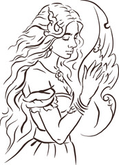 angel with the wing vector for illustration card decoration 