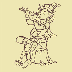 angel playing the flute vector for illustration card decoration
