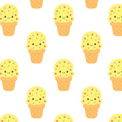 Fun and playful ice cream cone pattern with cheerful faces and sprinkles — perfect for summer themes, kids’ notebooks, and digital backgrounds.