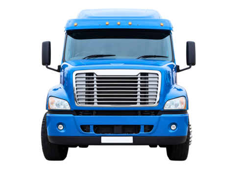 semi truck cab front view isolated on transparent background