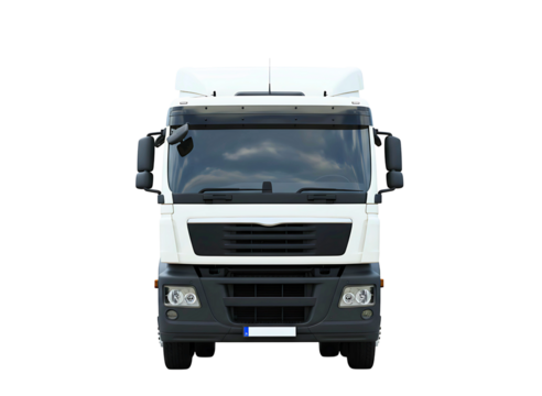 semi truck cab front view isolated on transparent background
