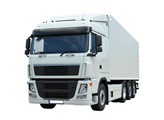semi truck cab front view isolated on transparent background