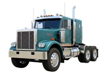 semi truck cab front view isolated on transparent background