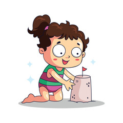 Girl Building Sandcastle