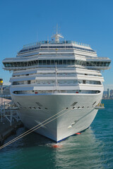 Mega family cruiseship cruise ship liner Fortuna docked at terminal in Marseille Provence, France...