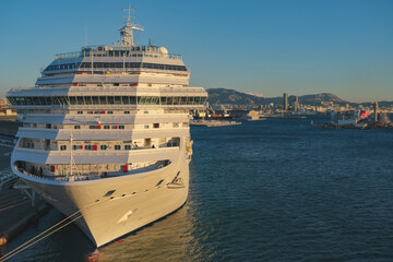 Mega family cruiseship cruise ship liner Fortuna docked at terminal in Marseille Provence, France...