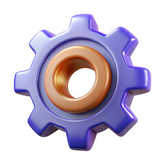 3d render of a purple and copper gear isolated on transparent background