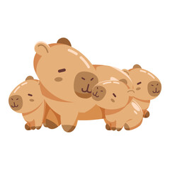 Capybara mother with her baby