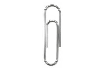 Single metallic paperclip on a transparent background, perfect for adding a touch of realism to any project