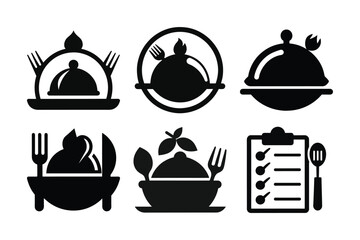 Culinary Icons An Array of Restaurant Service and Menu Planning Vector Illustrations