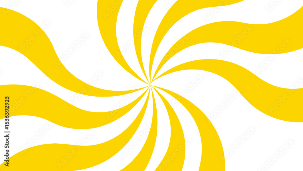 Poster abstract bold and clean background with a yellow and white spiral twist pattern. curved, wavy rays f