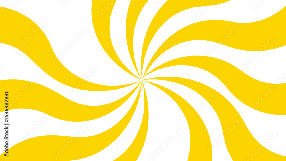 Poster abstract bold and clean background with a yellow and white spiral twist pattern. curved, wavy rays f