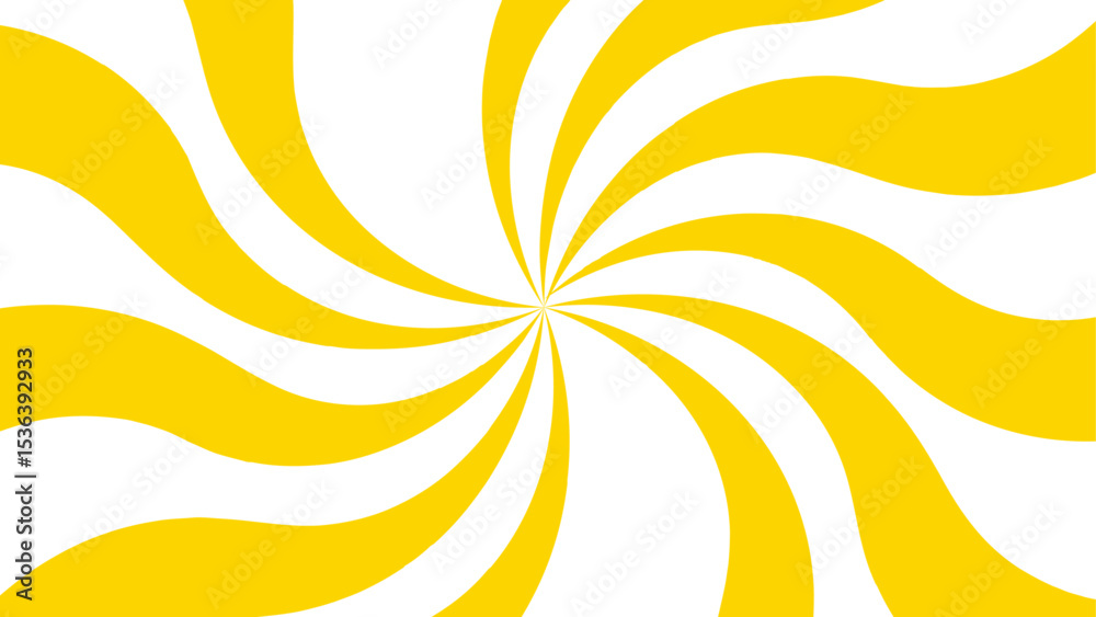 Poster abstract bold and clean background with a yellow and white spiral twist pattern. curved, wavy rays f
