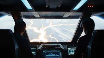 A glowing alien planet marked with molten fissures pulses with strange energy as a spacecraft cautiously approaches and slows in anticipation - Powered by Adobe