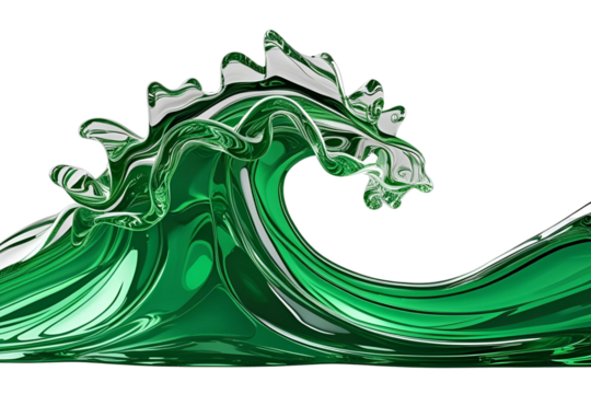 Green wave isolated on transparent or white background, png - Powered by Adobe