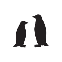 Cute Penguin silhouette vector flat illustration design.