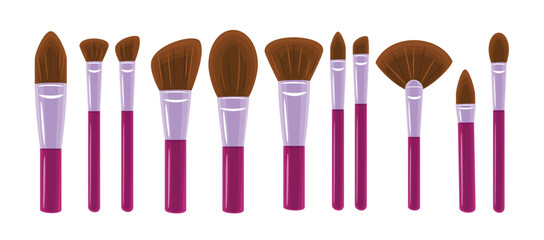 Set of Makeup Brushes Beauty and Cosmetic Tools