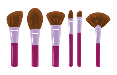 Set of Makeup Brushes Beauty and Cosmetic Tools