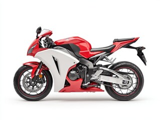 Red and White Sportbike Studio Shot Side Profile on White Background