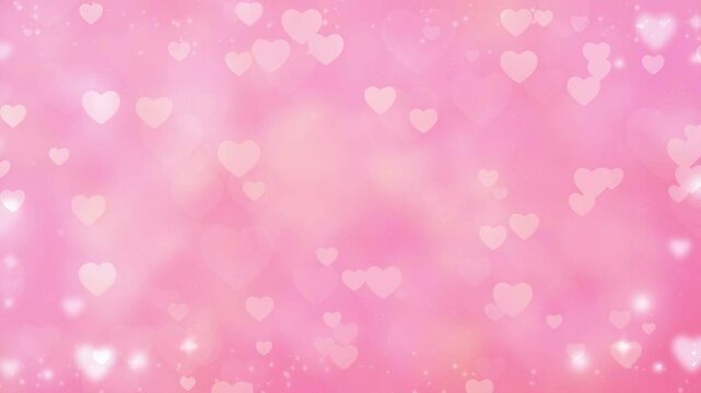 ハート　ループ動画　おしゃれ　キラキラ　ふわふわ　Pink hearts floating softly.Glowing hearts.Valentine's Day or Mother's Day or Wedding.Loop video