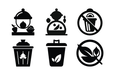 Collection of Environmental and Waste Management Icons Promoting Eco Friendly Practices and Awareness for Sustainable Living in Black and White