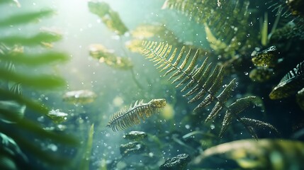 Obraz premium Underwater fossil flora ecosystem