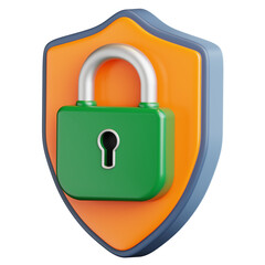 Padlock on Shield Security 3D Illustration