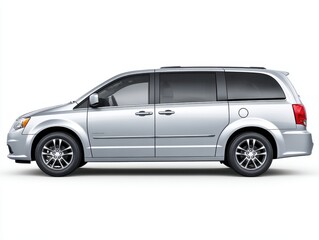 Silver Minivan Side Profile on White Background