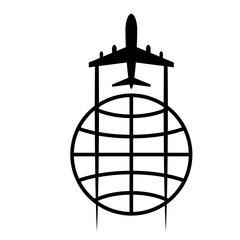 Globe with Plane Icon