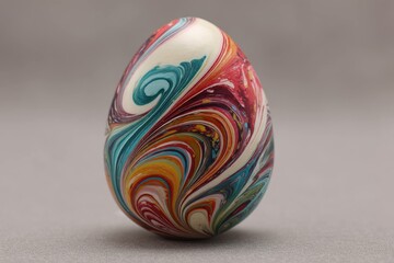 Marble-style Easter egg with swirling colors