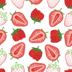 Cut strawberry seamless background


