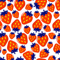 Red orange strawberry seamless background

