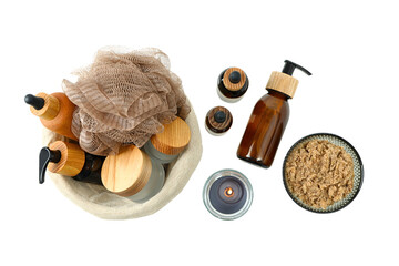 Spa items for self-care & relaxation, isolated on white, PNG