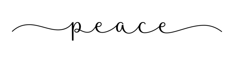 PEACE vector brush calligraphy banner with swashes