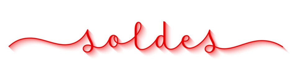 SOLDES (SALE in French) red vector brush calligraphy banner with swashes