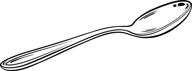 Tea Spoon  isolated Outline Illustration