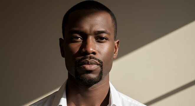 Portrait of a Man with a Goatee, Intense Gaze, and Subtle Lighting - Powered by Adobe