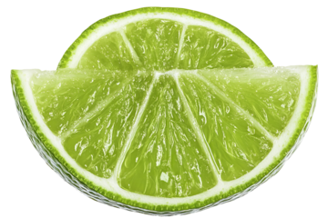 High-resolution green lime slice isolated on transparent PNG background, studio-lit cutout perfect for beverage menus, cocktail graphics, food packaging designs, and versatile digital art projects